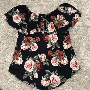 OBJEX off the shoulder floral blouse